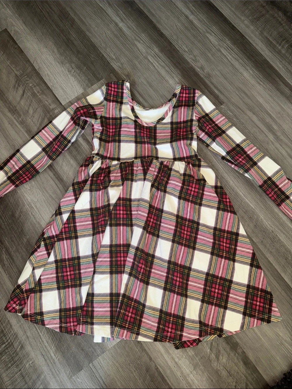 Hanna Andersson 6-7 Girls' Plaid Long Sleeve Skater Dress tartan holiday